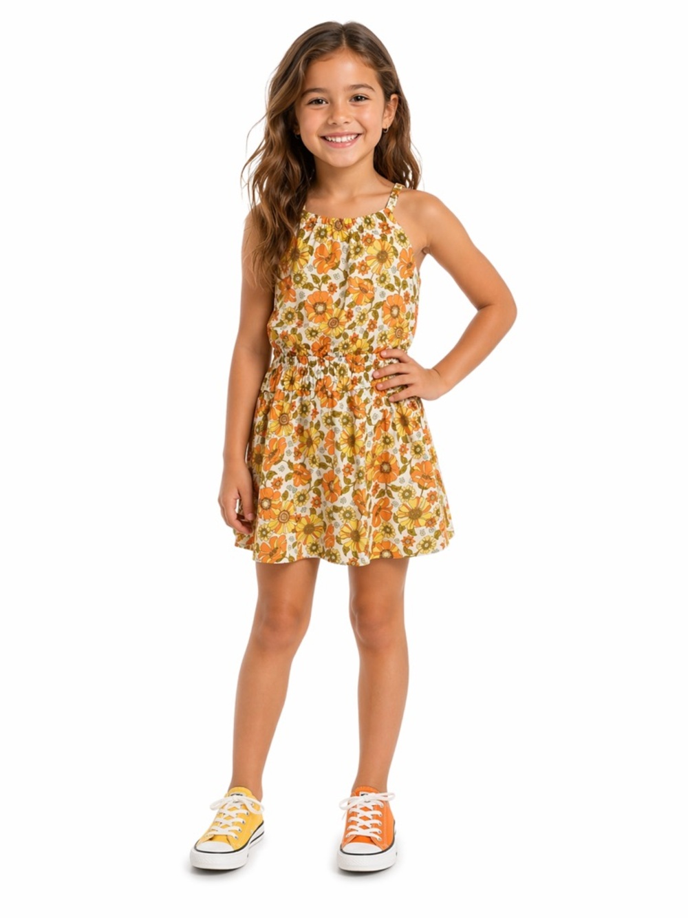 ArtClass Floral High Neck Romper Girls MED (7-8) Easter Spring School